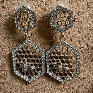 Gold and Silver Honeycomb Earrings
